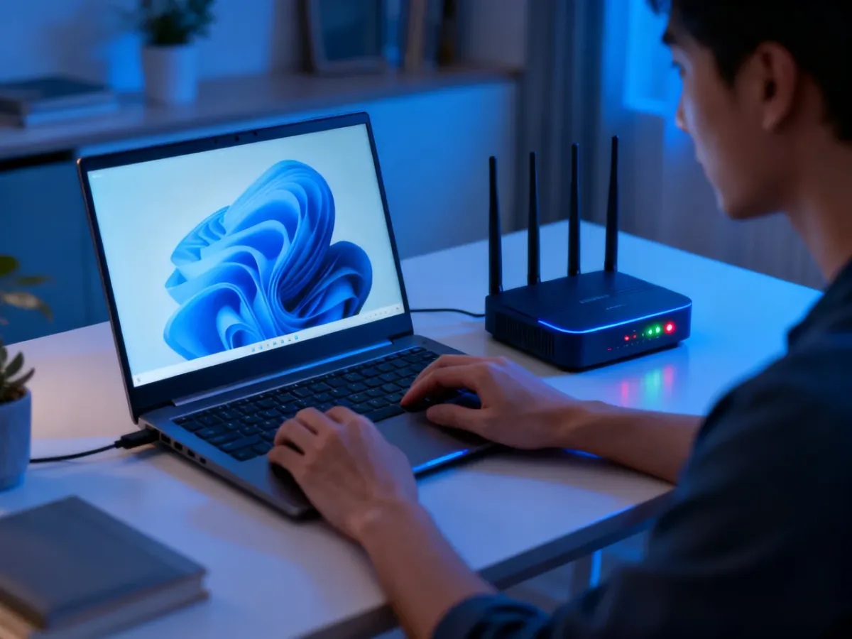 Konfiguracja kanału Wi-Fi w panelu routera na laptopie