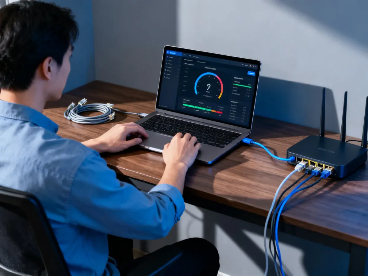 Diagnostyka połączenia Ethernet za pomocą laptopa i routera