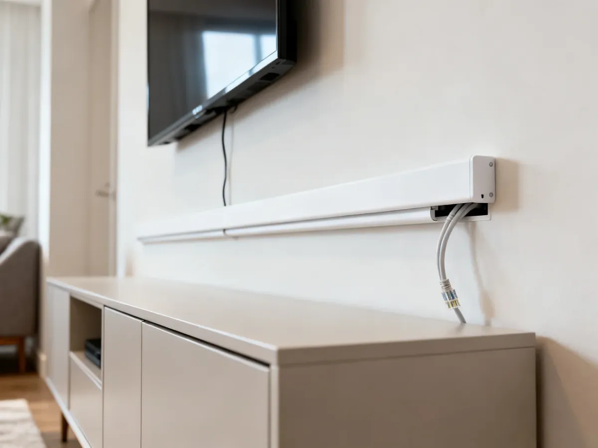 Maskownica natynkowa ukrywająca kabel Ethernet na ścianie