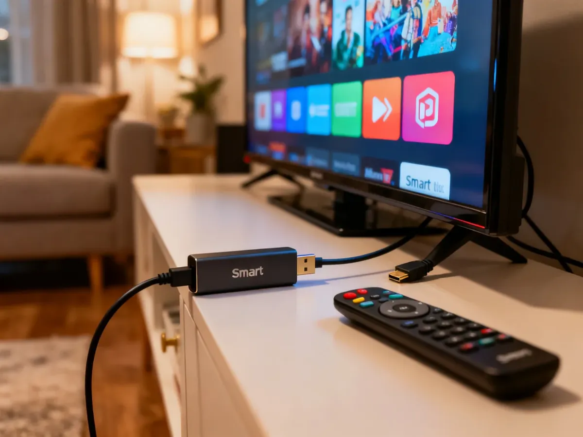 Przystawka Smart TV podłączona do starszego telewizora
